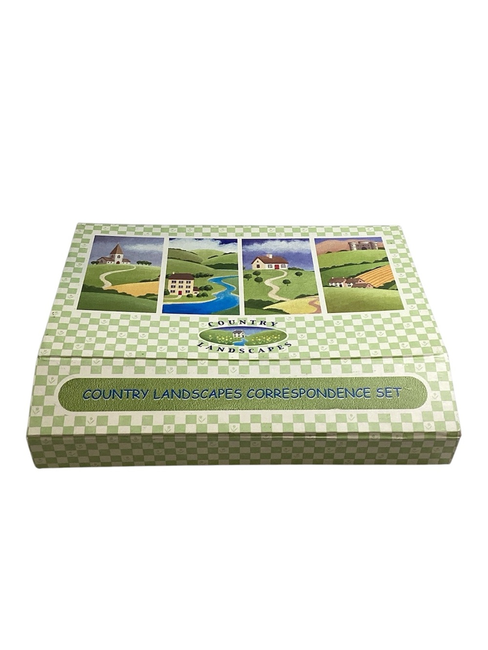 🐵 Country Landscapes Correspondence Set - Green Checkered Stationery Box